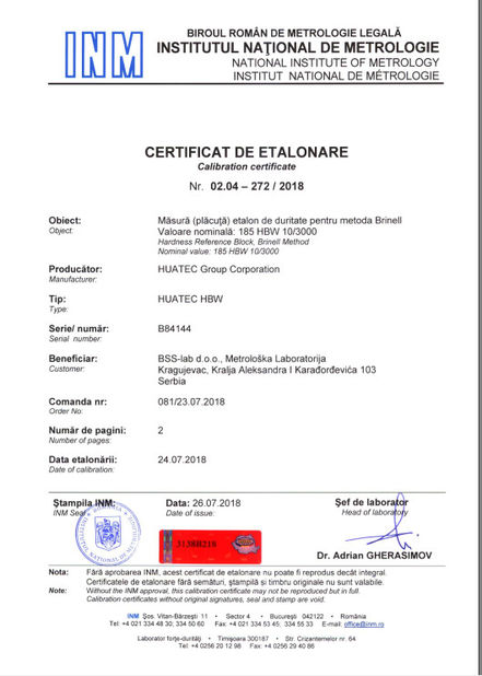 China HUATEC GROUP CORPORATION certification