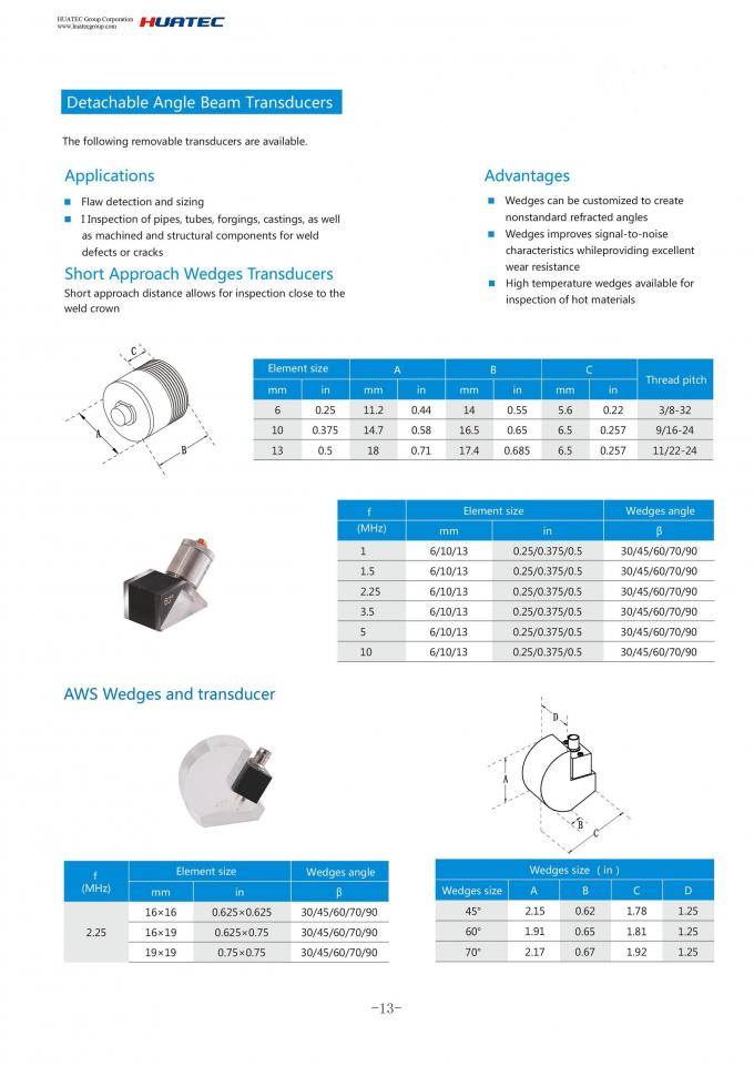 0.5mhz Straight Beam Contact Transducers Protective Face Modsonic