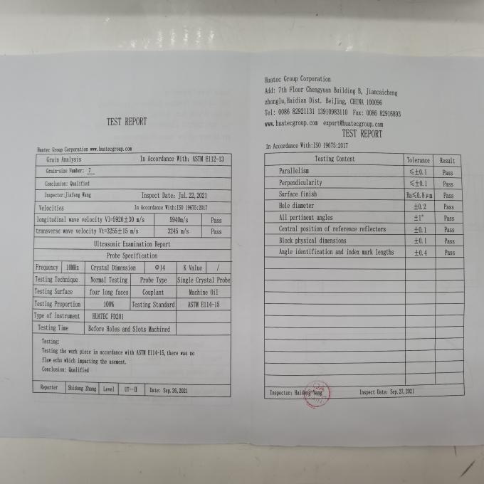 Duplex Stainless Steel 2205 Iso 19675 Paut Calibration Block